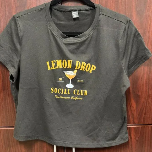 SHEIN "Lemon Drop" Martini Crop Top - Women's Large - Picture 1 of 2